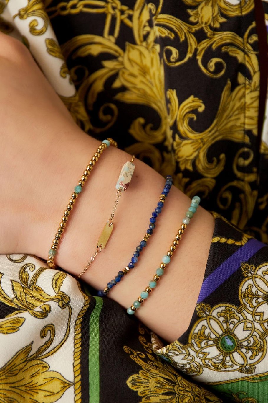 Bracelet Beads Spheres Gold Color Stainless Steel Picture2